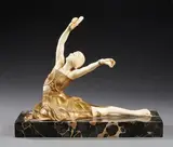 Danseuse by Samuel Lypchytz, Epreuve en bronze à patine dorée et ivoire, sold May 2020