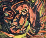 Yéyé by Emma Reyes, 1962, Technique mixte et collage sur papier marouflé sur toile, sold Dec 2022