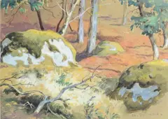 Étude forêt de Fontainebleau by Édouard Doigneau, Aquarelle et gouache, sold Dec 2022