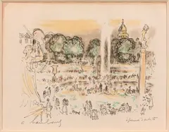 Enfants au Luxembourg by André Hambourg, Lithographie en couleurs signée en bas à gauche, annotée « épreuve d'artiste », sold Sep 2022