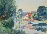 Champs sur Yonne by Marcel Parturier, Gouache, sold Sep 2022