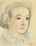 Portrait de jeune fille by Pierre Belay, Crayon de couleurs, sold Jun 2022