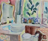 Intérieur au balcon by Pierre Belay, Aquarelle, sold Jun 2022
