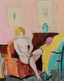 Nu au bain by Pierre Belay, 1928, Aquarelle et gouache, sold Jun 2022