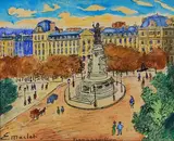 Place de la République by Élisée Maclet, Aquarelle, sold Jun 2022