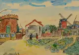 Le moulin de la Galette by Élisée Maclet, Aquarelle, sold Jun 2022