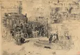 La Place Pigalle en 1878 by Félix Buhot, Eau-forte, aquatinte, pointe sèche et vernis mou, sold Jun 2022