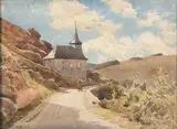 Chapelle de montagne, porteuse de fagots sur la route by Pierre Vignal, Aquarelle, sold Jun 2022