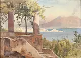 Le Vésuve vue de Naples by Pierre Vignal, Aquarelle, sold Jun 2022