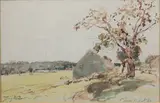 Vieille ferme isolée by Johann Barthold Jongkind, 1861, Aquarelle, sold Jun 2022
