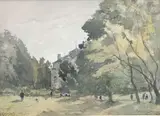 Dans le parc by Henri Harpignies, 1886, Aquarelle, sold Jun 2022