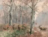 Harde traversant une allée by Karl Reille, Gouache, sold Jun 2022
