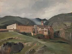 Vue du monastère de Subiaco by Gabriel Prieur, Toile, sold Jun 2022