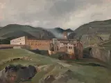 Vue du monastère de Subiaco by Gabriel Prieur, Toile, sold Jun 2022