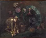 Singes et fleurs by Emile de Specht, Panneau, une planche, non parqueté, sold Jun 2022