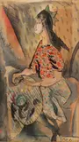 Jeune femme brodant by Jules Pascin, 1916, Encre et aquarelle sur papier, sold Nov 2022