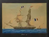 Le deux mats l'Étoile devant le port de Marseille by Honoré Pellegrin, 1842, Aquarelle et gouache, sold Oct 2022