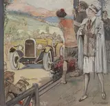 L'arrivée by Georges Conrad, Mine de plomb, aquarelle et gouache sur papier, sold Jun 2022