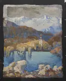 La bergère et son troupeau by Sarkis Katchadourian, Gouache sur papier noir, sold Jun 2022