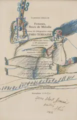 Couple à la guitare by Théo Tobiasse, 1986, Pastel original illustrant un envoi à Albert Memmi sur la page de titre de l'exemplaire E, sold Jun 2022