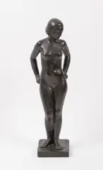 Nu féminin debout by Ernst Heller, 1929, Épreuve en bronze à patine brune, sold Jun 2022