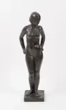 Nu féminin debout by Ernst Heller, 1929, Épreuve en bronze à patine brune, sold Jun 2022