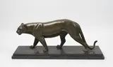 Panthère marchant by M. Leducq, Épreuve en bronze patiné, sold Jun 2022