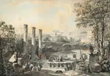 Temple de Serapis à Pozzolo by Louis Jean Desprez, Aquarelle sur trait gravé, sold Jun 2022
