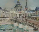 Vue de l'Institut et du Pont des Arts by Lucien Génin, Aquarelle et gouache sur papier, sold May 2022