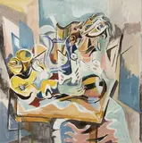Musicien à la guitare et mandoline by Valentine Prax, Gouache sur papier, sold May 2022