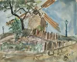 Moulin de la galette by Roland Dubuc, Aquarelle sur papier, sold May 2022