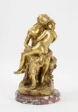Le baiser by Lucien Charles Edouard Alliot, Épreuve en bronze doré, sold May 2022