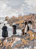 Bretonnes attendant le retour des pêcheurs 1926 by Max Jacob, Gouache sur carton, sold Jun 2017