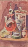 Natures mortes aux verres et flacons by Louis Hayet, Aquarelle, sold Jun 2017