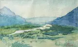 Cours d'eau au milieu des montagnes by Louis Hayet, Aquarelle, sold Jun 2017