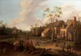 Cavalier et paysans à l'entrée du village by Joost Cornelisz Droochsloot, Panneau de chêne, une planche, non parqueté Trace de monogramme en bas à gauche Jc, sold Apr 2017