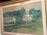Hameau en bord de forêt by Guy Péqueux, Pastel sur papier, sold Feb 2023