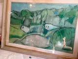 Maisons dans la forêt by Guy Péqueux, Pastel sur papier, sold Feb 2023