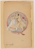 peintre, poète et illustrateur français, grand ami de Verlaine. Ensemble de 3 documents : -Intéressante L.A.S. Paris, 27 novembre 1889. 1 p. in-8. « M. Verlaine by Frédéric-Auguste Cazals, Aquarelle originale représentant un couple d’amoureux dans une lettre « Q », sold Dec 2022