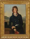 Portrait de Pierre-Edouard Lefebvre de Béhaine (1769-1828), devant la ville de Florence by François-Xavier Fabre, Toile Cadre : D’origine en bois et stuc doré (au dos l’étiquette de Haro) Hauteur :, sold Dec 2022