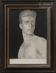 Homme en buste by Karl Mediz, Crayon et gouache au crayon, sold Dec 2022