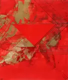 Composition au triangle rouge by Luis Feito, Huile et collage sur papier, sold May 2021