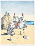 I cavalli mediterranei" by Giorgio de Chirico, 1972, Lithographie, sold May 2021