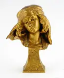 Jeune fille de Bou-Saada by Louis-Ernest Barrias, Bronze à patine dorée, sold Mar 2021