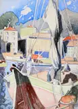 Voilier dans le port by Marc-Aurèle Fortin, Aquarelle, sold Dec 2020