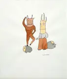 Pas de deux by Marcel Dzama, Aquarelle et encre, sold Dec 2020