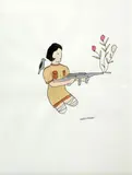 La fleur au fusil by Marcel Dzama, Aquarelle et encre, sold Nov 2020