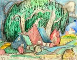 Maison sous les arbres by Marc-Aurèle Fortin, Aquarelle, sold Sep 2020