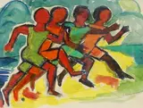 Sans titre (coureurs) by Fritz Brandtner, Aquarelle sur papier, sold Sep 2020