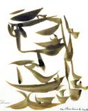 En bleu dans le texte" (Logogramme) by Christian Dotremont, Aquarelle sur papier, sold Sep 2020